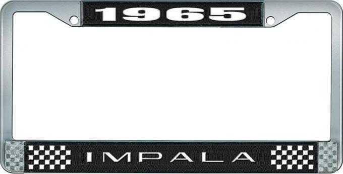 OER 1965 Impala Style #2 Black and Chrome License Plate Frame with White Lettering LF2246502A
