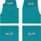 OER 1955-57 Chevy, Ribbed Rubber Floor Mat Set, with "Chevrolet" Crest , Turquoise, Front & Rear, 4 Piece Set M55204