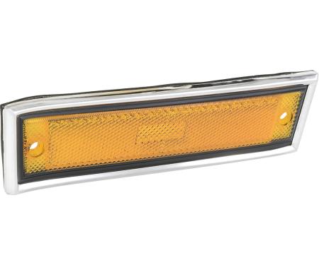 OER 1981-91 GM Truck, Front Side Marker Lamp, Amber, With Polished Trim Bezel and Gasket, RH, Passenger Side 915558