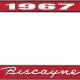 OER 1967 Biscayne Style #1 Red and Chrome License Plate Frame with White Lettering LF2266701C