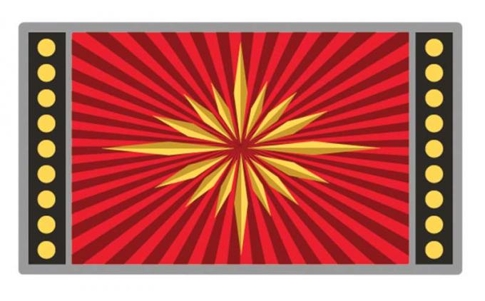 OER 1965-66, Starburst Seat Belt Buckle Emblem, Deluxe Interior, Embossed, Pair, Gold/Red 154662RD
