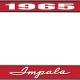 OER 1965 Impala Style #1 Red and Chrome License Plate Frame with White Lettering *LF2246501C