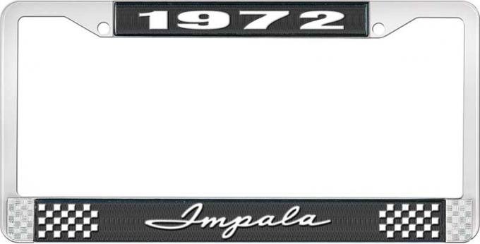 OER 1972 Impala Style #1 Black and Chrome License Plate Frame with White Lettering LF2247201A