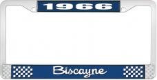 OER 1966 Biscayne Style #2 Blue and Chrome License Plate Frame with White Lettering LF2266602B