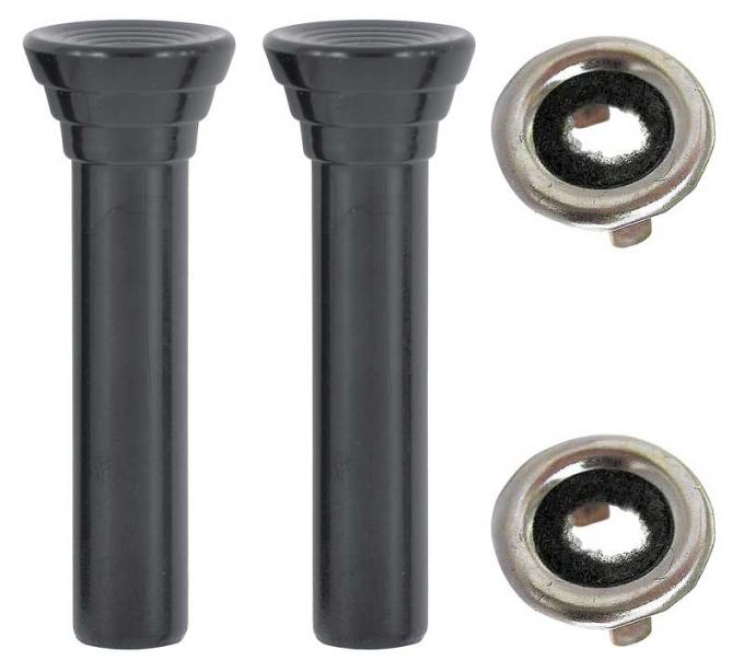 OER 1965-66 GM Full Size, Door Lock Knob Kit, Plastic, Black Knobs, With Clear Ferrules *R2584