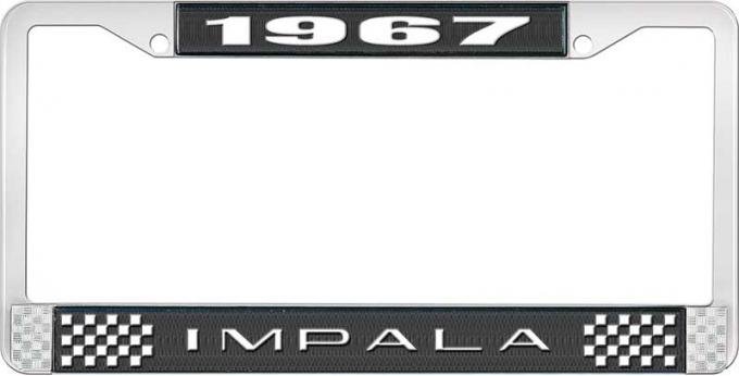 OER 1967 Impala Style #2 Black and Chrome License Plate Frame with White Lettering LF2246702A