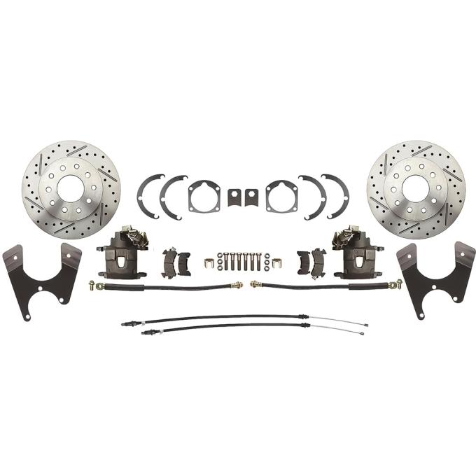 OER 1955-64 Chevrolet Passenger Car, Rear Disc Brake Conversion Set, With E-Brake Cables, Drilled and Slotted Rotors, Natural Finish Calipers BK2056BNA