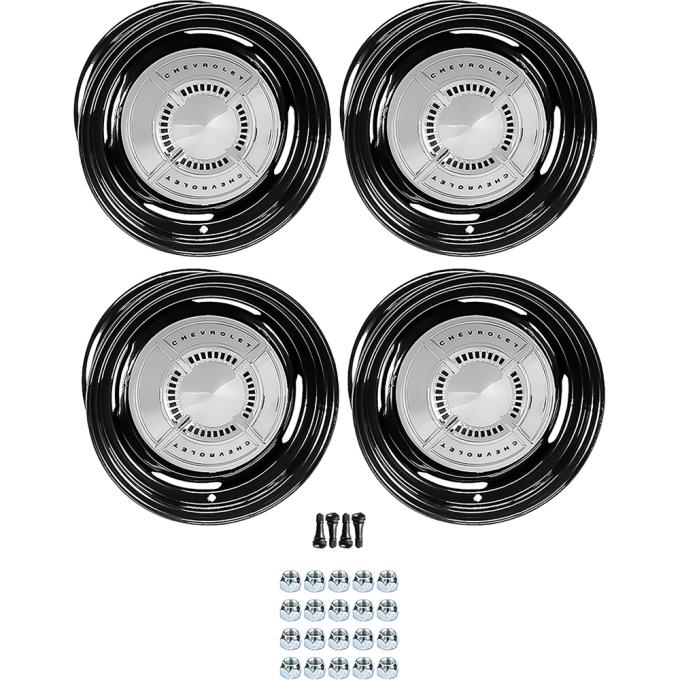 OER 1961-62 Chevrolet Factory Style 14" Steel Wheels, Dog Dish Style, 7" Wide, 4-3/4" Backspacing *881480