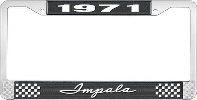 OER 1971 Impala Style #1 Black and Chrome License Plate Frame with White Lettering LF2247101A