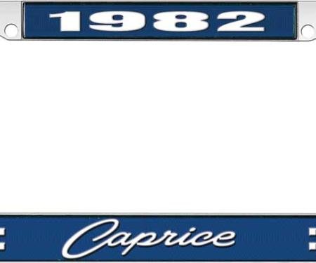 OER 1982 Caprice Style #1 Blue and Chrome License Plate Frame with White Lettering LF2278201B