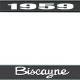 OER 1959 Biscayne Style #2 Black and Chrome License Plate Frame with White Lettering LF2265902A