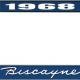 OER 1968 Biscayne Style #1 Black and Chrome License Plate Frame with White Lettering LF2266801B