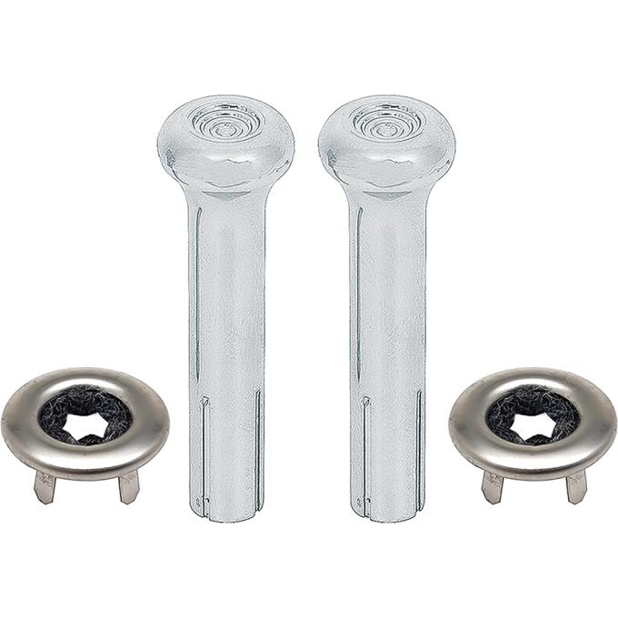 1970-72 GM, Door Lock Knob Kit, Plastic, Chrome Knobs, With Narrow Ferrules