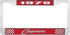 OER 1970 Caprice Style #1 Red and Chrome License Plate Frame with White Lettering LF2277001C