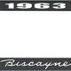 OER 1963 Biscayne Style #1 Black and Chrome License Plate Frame with White Lettering LF2266301A