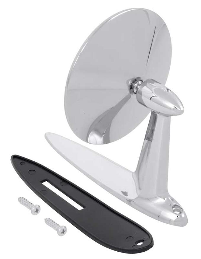 OER 1955-57 Chevy Bel Air, 150, 210, Nomad, Outer Door Mirror, Chrome, with Gasket & Hardware TF400440