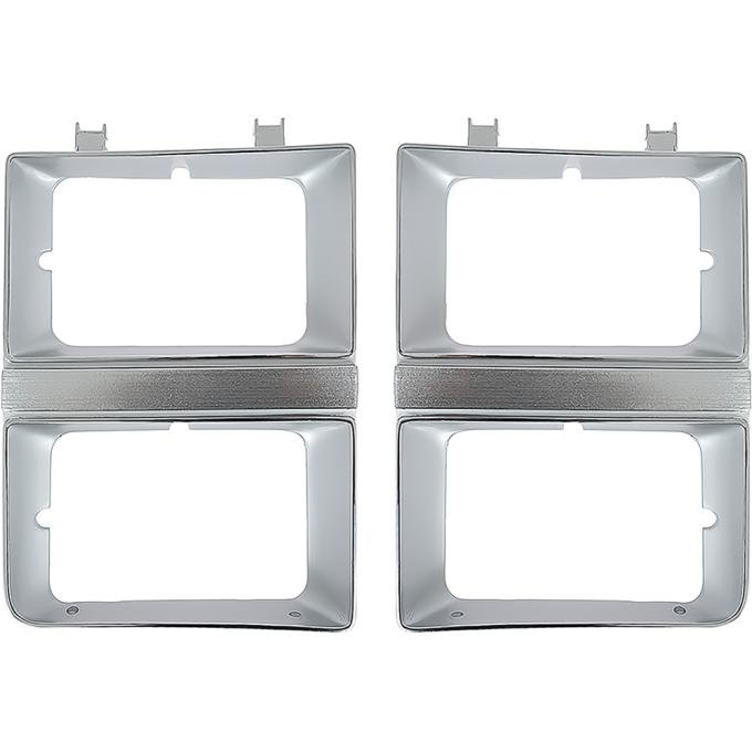 OER 1981-82 Chevrolet, GMC, Pickup, Blazer, Jimmy, Suburban, Headlamp Bezels, Dual Headlamp, Chrome & Argent Silver, RH & LH, Pair *T71145