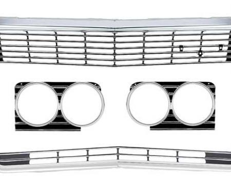 OER 1966 Complete Front Grill and Headlight Bezel Set , 8 Piece Set , Impala, Full Size *R2888