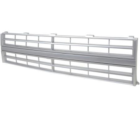 1985-88 Chevy Pickup, Blazer, Suburban, Front Grill, for Single Headlamps, Emblem Delete, Argent Silver, w/o Molding