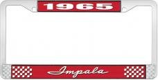 OER 1965 Impala Style #1 Red and Chrome License Plate Frame with White Lettering LF2246501C