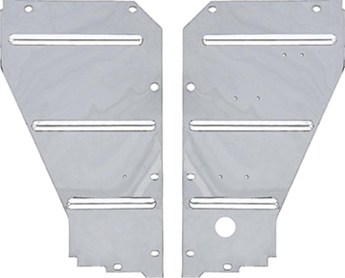 OER 1957 Chevy Bel Air. 150, 210, Nomad, Radiator Side Filler Panels, Chrome, Pair TF401109