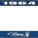 OER 1964 Nova Blue and Chrome License Plate Frame with White Lettering *LF3566401B
