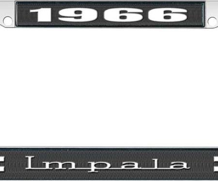 OER 1966 Impala Style #3 Black and Chrome License Plate Frame with White Lettering LF2246603A
