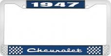 OER 1947 Chevrolet Style #2 Blue and Chrome License Plate Frame with White Lettering LF2234702B