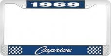 OER 1969 Caprice Style #1 Blue and Chrome License Plate Frame with White Lettering LF2276901B