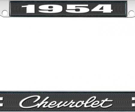 OER 1954 Chevrolet Style #4 Black and Chrome License Plate Frame with White Lettering LF2235404A