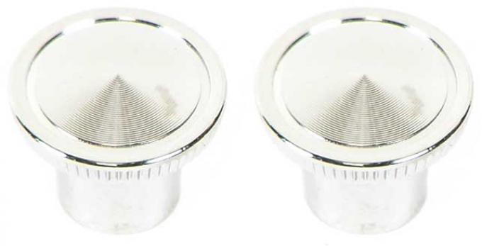 OER 1964-65 Impala, Bel Air, Chevy II Nova, Outer Radio Knobs, Die-Cast Chrome, Pair 14665