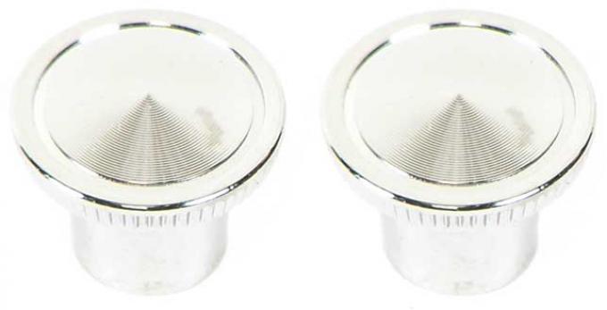 OER 1964-65 Impala, Bel Air, Chevy II Nova, Outer Radio Knobs, Die-Cast Chrome, Pair 14665