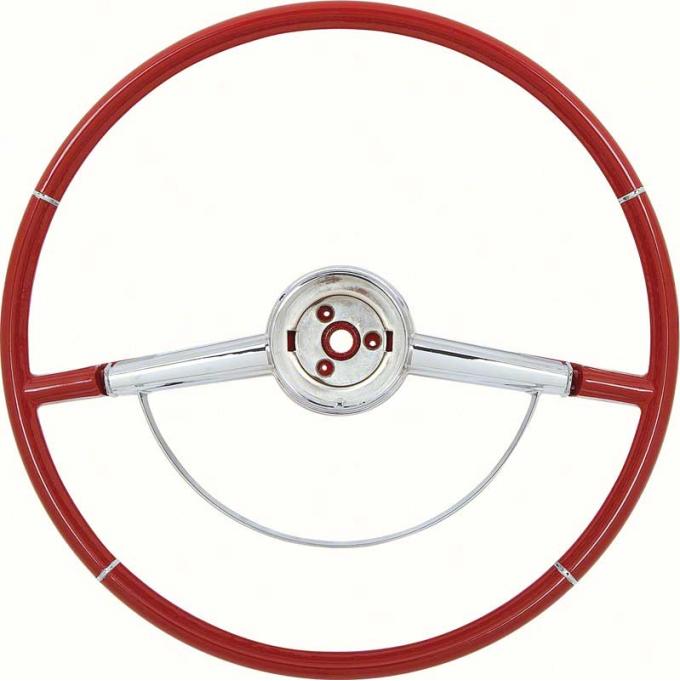 1964 Impala, Steering Wheel, with Chrome Horn Ring, Red