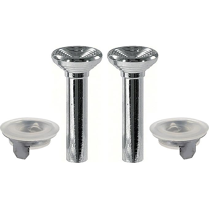 1967 GM Full Size, Door Lock Knob Kit, Die-Cast Metal Knobs, Chrome, With Clear Plastic Ferrules