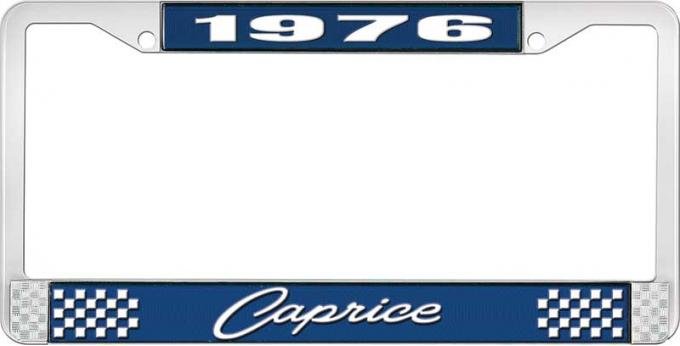 OER 1976 Caprice Style #1 Blue and Chrome License Plate Frame with White Lettering LF2277601B