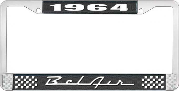 OER 1964 Bel Air Black and Chrome License Plate Frame with White Lettering LF2256401A