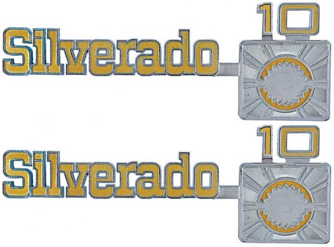 OER 1975-80 Chevrolet Truck "Silverado 10" Front Fender Emblem, Pair *157529