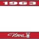 OER 1963 Nova Red and Chrome License Plate Frame with White Lettering LF3566301C