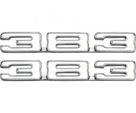 1968-81 Chevrolet, "383" Front Fender Emblems, Classic Style, Pair