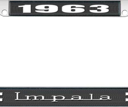 OER 1963 Impala Style #3 Black and Chrome License Plate Frame with White Lettering LF2246303A