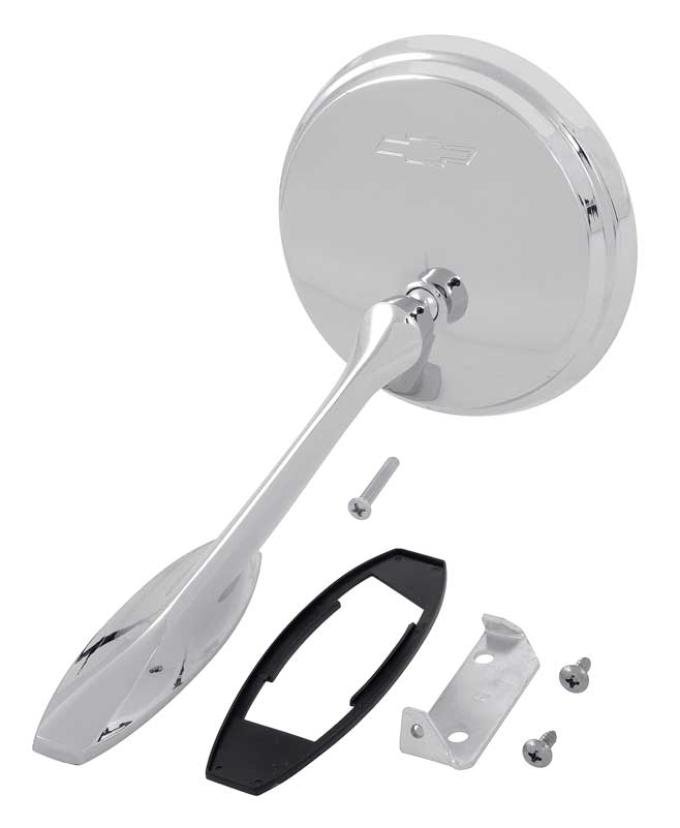 OER 1965-66 Impala, Biscayne, Caprice, Outer Door Mirror, with Bow Tie, RH Passenger Side 3877975