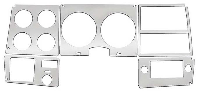 1978-80 Chevy, GMC Pickup, Blazer, Jimmy, Suburban, Dash Bezel Insert Set, with Air Conditioning, Brushed Aluminum, 5 Piece Set
