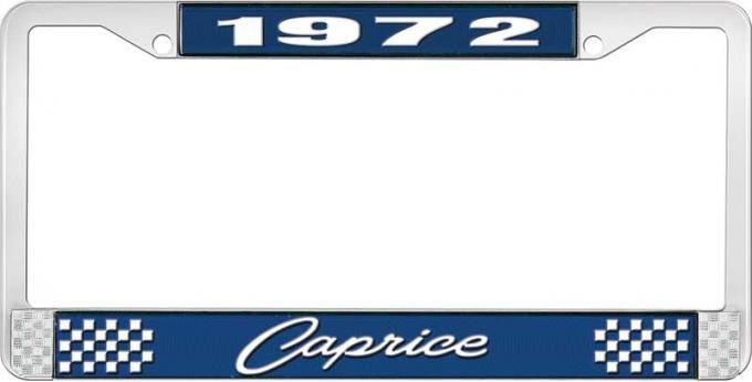 OER 1972 Caprice Style #1 Black and Chrome License Plate Frame with White Lettering LF2277201B