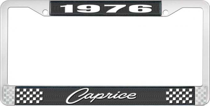 OER 1976 Caprice Style #1 Black and Chrome License Plate Frame with White Lettering LF2277601A