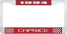 OER 1994 Caprice Style #2 Red and Chrome License Plate Frame with White Lettering LF2279402C