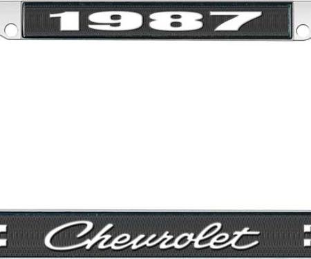 OER 1987 Chevrolet Style # 4 Black and Chrome License Plate Frame with White Lettering LF2238704A