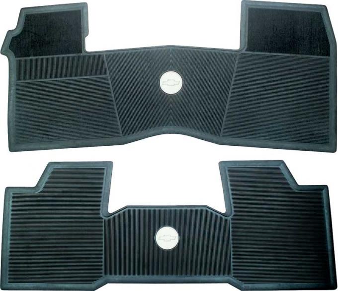 OER 1961-64 Chevrolet Without Console Black 2 Piece Front And Rear Rubber Floor Mat Set M61001