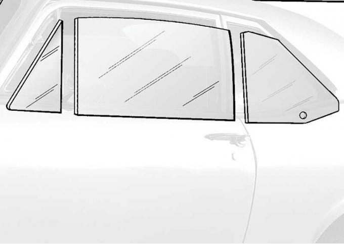 OER 1962-65 Chevy II / Nova 2 Door Hardtop Side Glass Set Tinted (6 Piece) *NR802T
