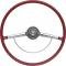 1964 Impala, Steering Wheel, with Chrome Horn Ring, Red