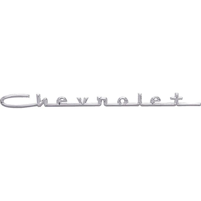 1957 Chevy 150, 210, Fender, Hood, Quarter Panel, Trunk Emblem, Chevrolet Script, for V8 Models, Chrome